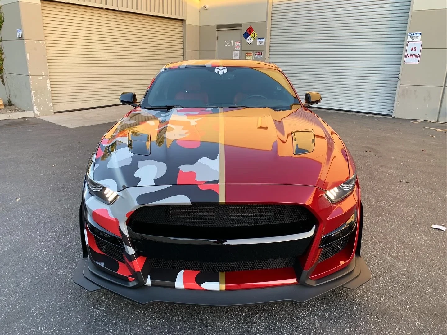 Ford Mustang with a multicolor camouflage body finish